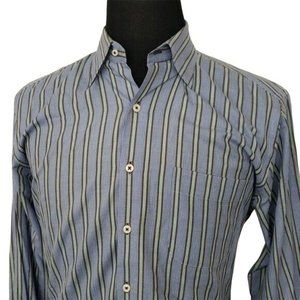 Peter Millar Long Sleeve Button Down Shirt Men's Medium Blue Green Stripes